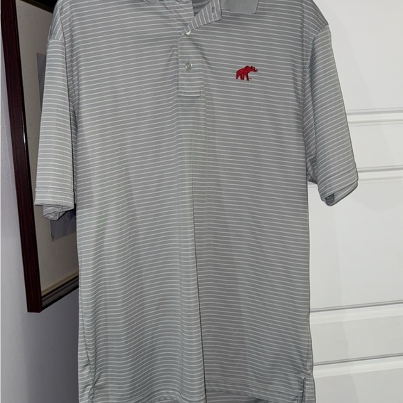 Men's Grey Striped Polo Shirt - Picture 1 of 3